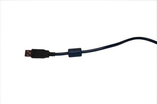 a black usb cable ( with a clipping path )