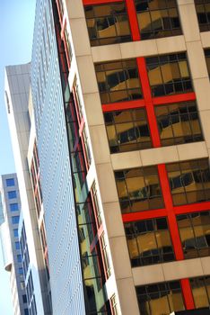 Row of modern office buildings, architectural abstract 