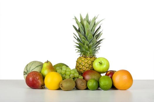 Picture of fruits over a white table