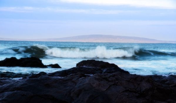 sweeping waves during a storm of the west coast of ireland