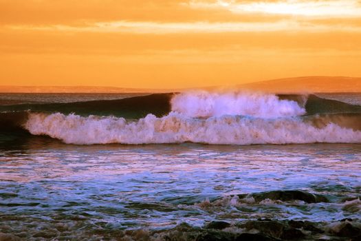 sweeping waves during a storm of the west coast of ireland