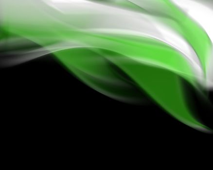 background with soft green flames, smoke and copy space