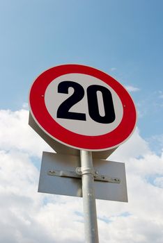 Speed limit: twenty  traffic sign