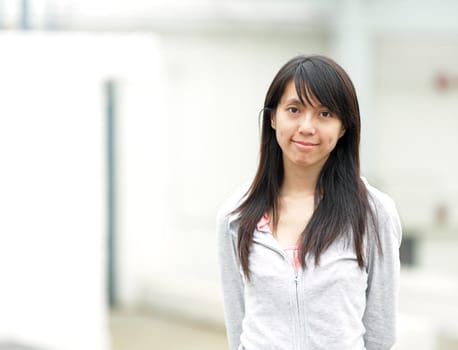 woman in casual wear in city