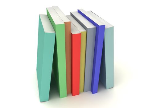 Multi-colored books line without title and image on a white background