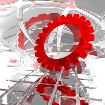 gear wheel in abstract space - 3d illustration