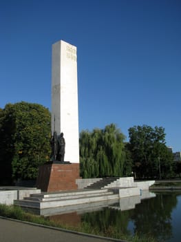 Monument, sculpture, memory, friendship, Russia, symbol, the hero, the soldier, an armor, a spear, history