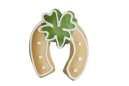 front view of gingerbread horseshoe biscuit, xmas cookies