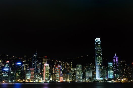Hong Kong skyline during night with spectatular lights