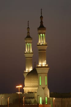 Sheikh Zayed Mosque minarets at sunset, Ra's al-Khaimah, United Arab Emirates