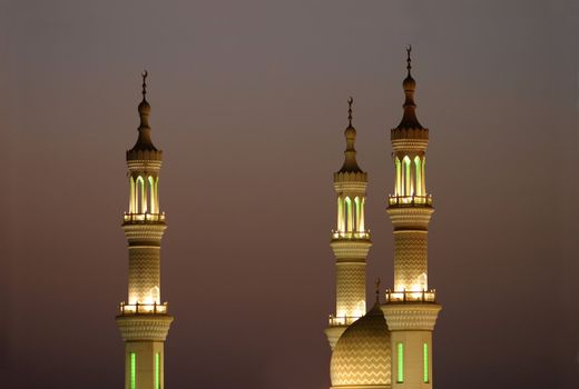 The minarets of Sheikh Zayed Mosque at sunset, Ra's al-Khaimah, United Arab Emirates