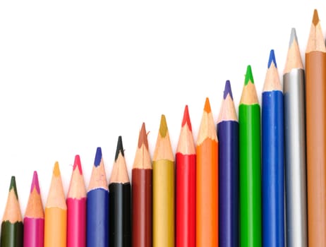 Colored pencils isolated on a white background