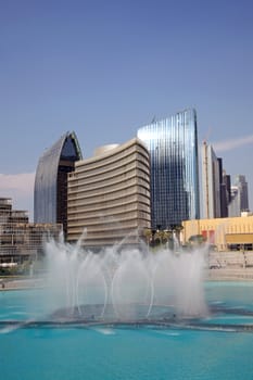 Striking contemporary buildings adjacent to Burj Khalifa and Dubai Mall, Dubai, United Arab Emirates.