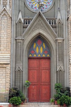 Entance door of an ancient Indian church