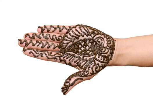   a design on hands against a white  background