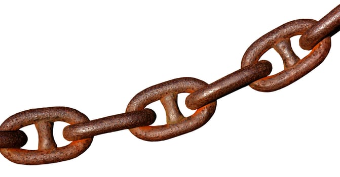 Old rusty chain, isolated against background