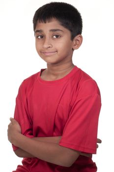 Photo of adorable young boy looking at camera