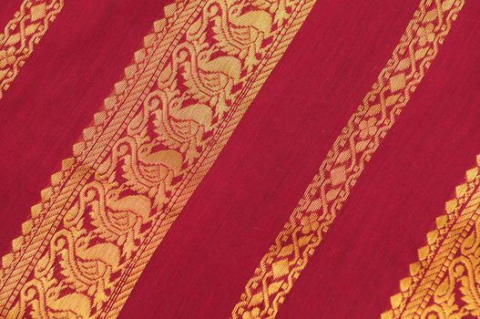 Close up shot of Indian silk saree
