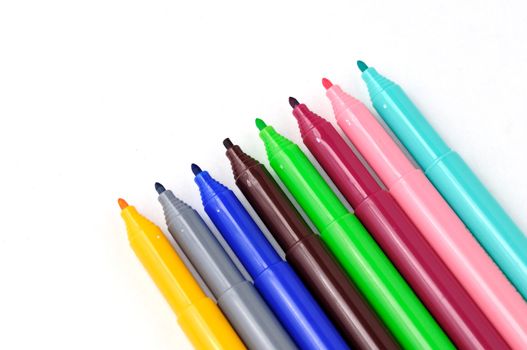 Color pens isolated on white back ground