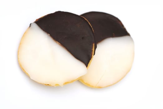 Black and white cookies isolated on a white background