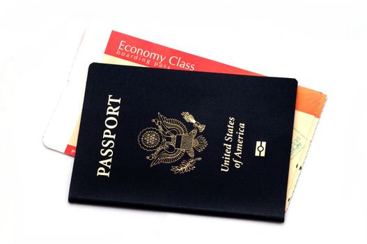 Passport and ticket concept of travel and vacation