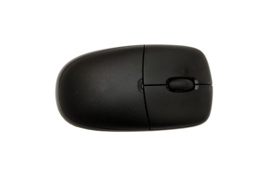 A black wireless mouse isolated on white