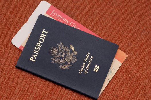 Passport and ticket concept of travel and vacation