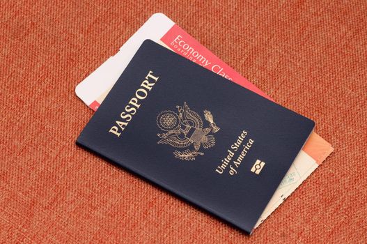 Passport and ticket concept of travel and vacation