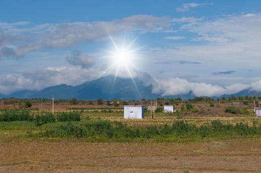 a beautiful rural landscape on a bright sunny day