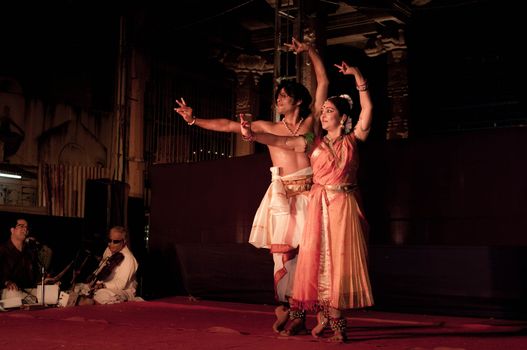 CHENNAI - JAN 21: Dancers perform at the traditional folk event called Mylapore Festival , Jan 21, 2010 in Chennai, India