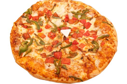 Close up photo of a fresh vegetable pizza