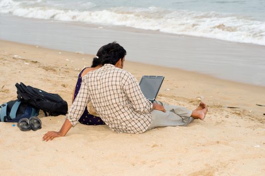 browsing by the beach