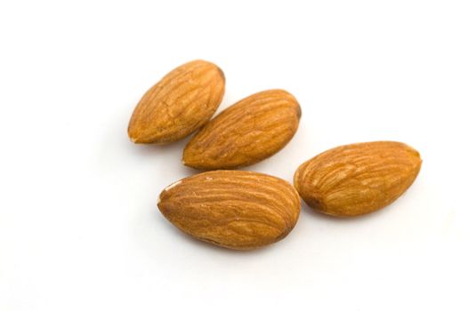 Fresh almonds isolated on white background