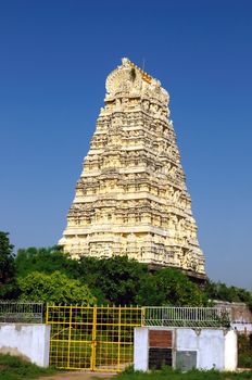 An ancient indian temple on a bright sunny day