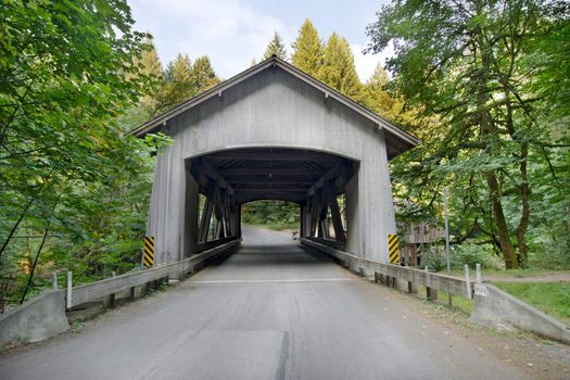 Covered Bridge over Cedar Creek Along Lewis River in Washington State