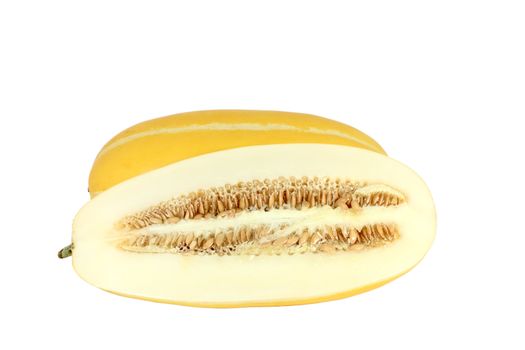 Korean melon Cucumis melo var makuwa fruit isolated on white