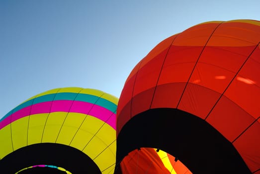 Picture of colorful hot air balloons on a summer day