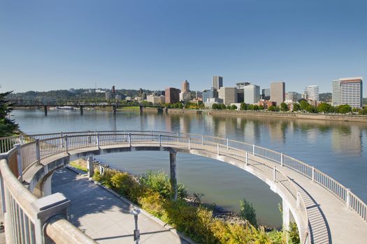 Circular Walkway on Portland Oregon Eastbank Esplanade along Willamette River