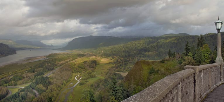 Columbia River Gorge Scenic View from Crown Point Oregon