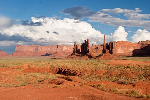 Gathering storm clouds in desert