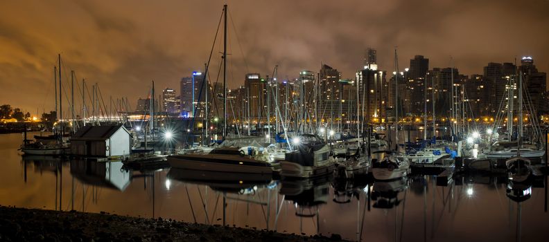 Marina at Stanley Park Vancouver British Columbia Canada at night