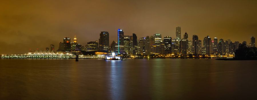 Vancouver British Columbia Canada Downtown Skyline at night