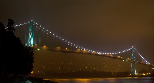 Vancouver British Columbia Lions Gate Bridge at Night