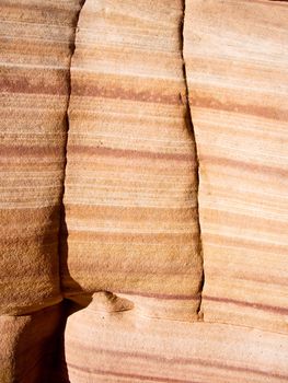 Wall of striped sandstone in Valley of Fire, USA