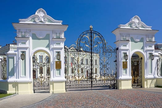 View of  gates of the Presidential Palace in the Kazan Kremlin, Russia.