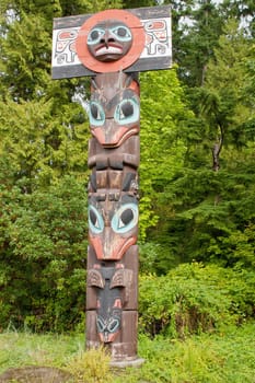 Chief Skedans Mortuary Totem Pole in Vancouver BC Canada
