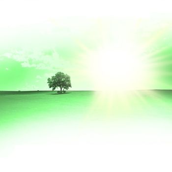 lone tree with art effect and copyspace