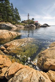 Point Atkinson Lighthouse in West Vancouver BC Canada Vertical