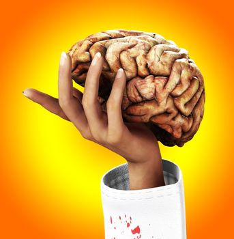 Concept image of a person holding someones mind.