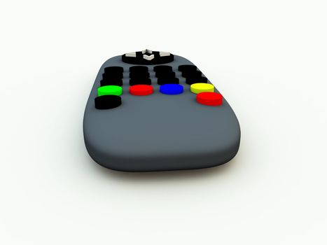 A close up of a television remote control.